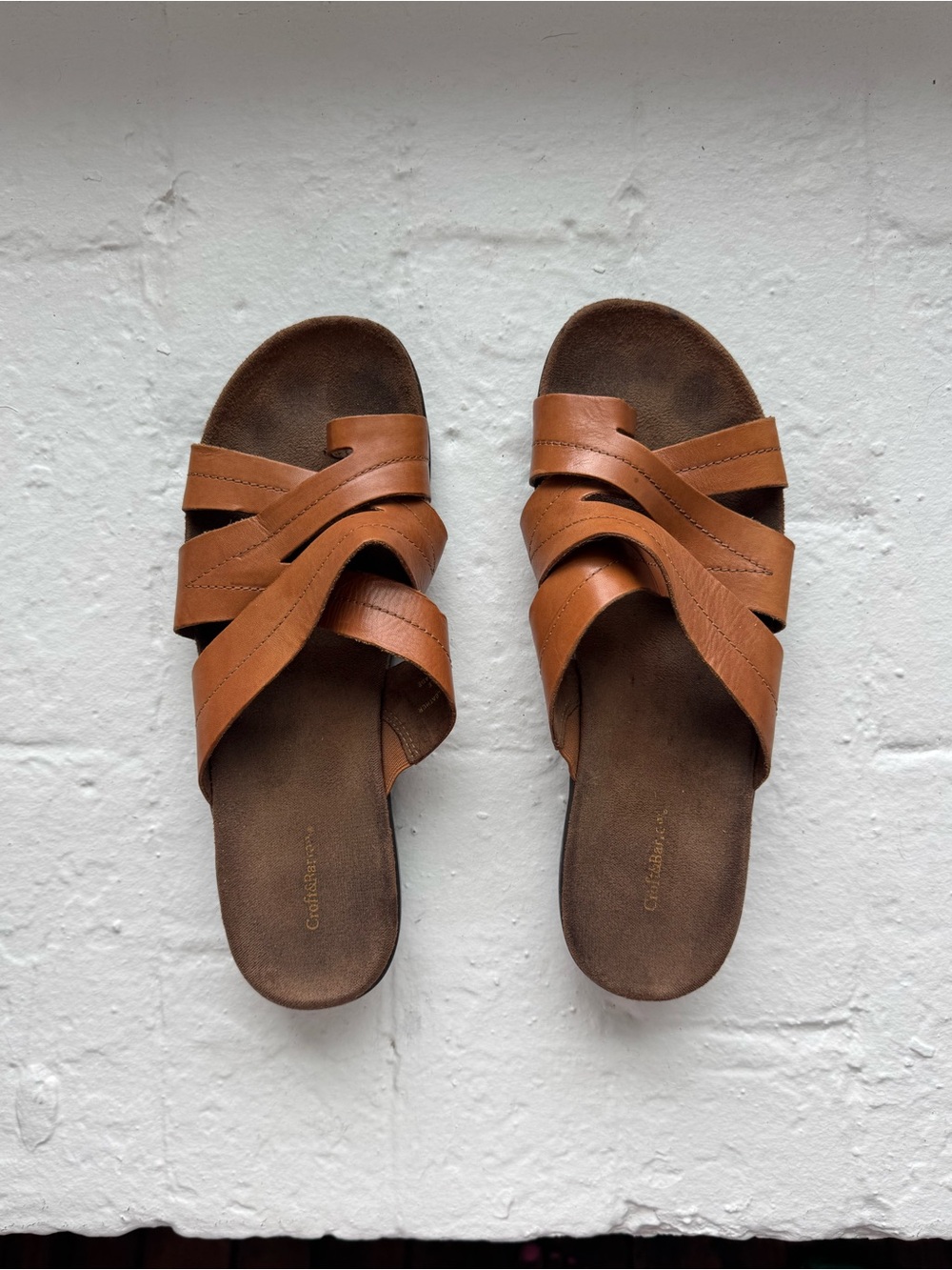 Croft & Barrow Brown Leather Slide Sandals